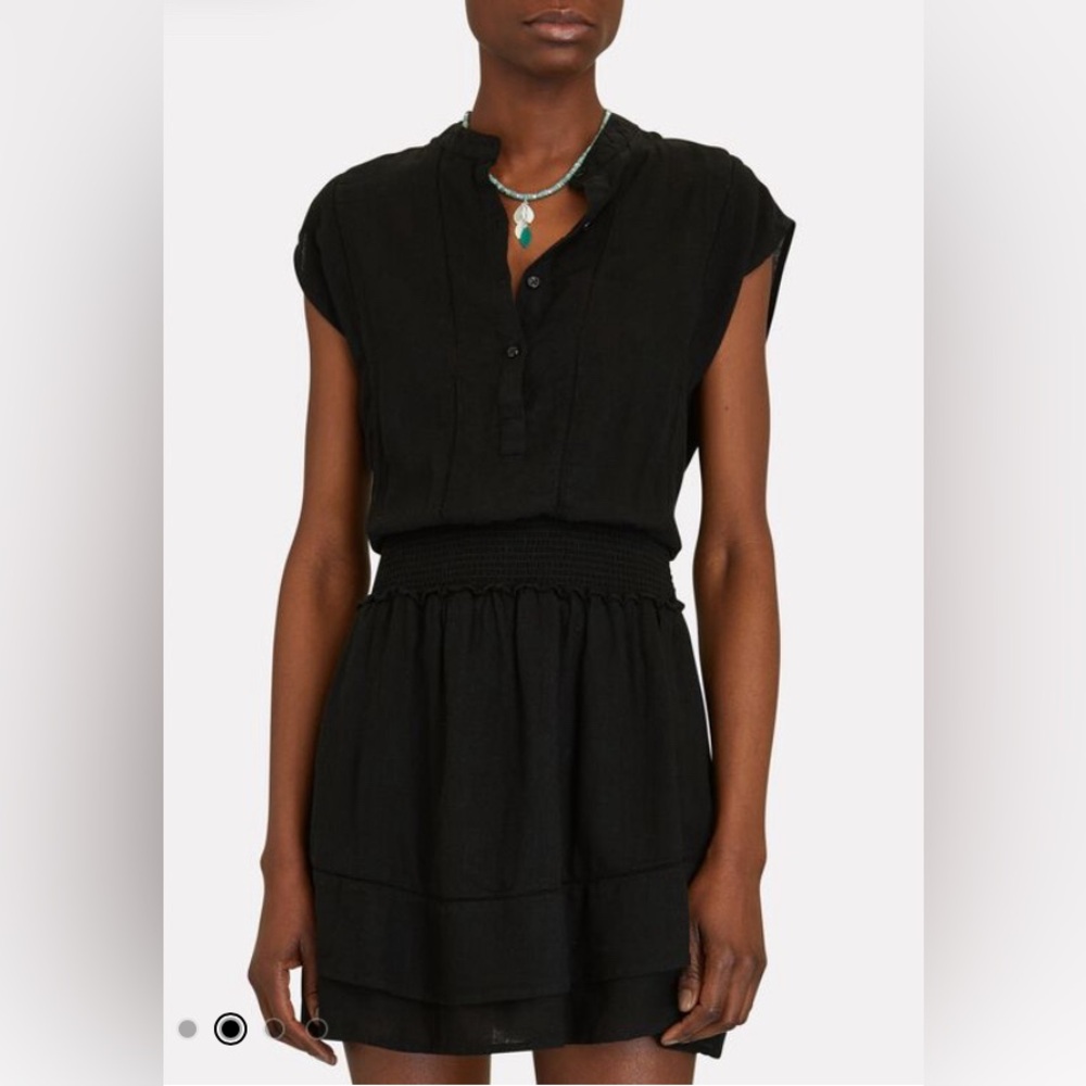 Rails Revolve Angelina Linen Smocked Ruffled Mini Day Dress sz S